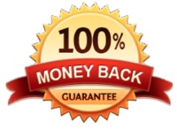 Image of a gold and red badge that says 100% money back guarantee on it in black letters