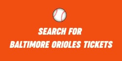 Orange banner with a white baseball that says - Search for Baltimore Oriole Tickets